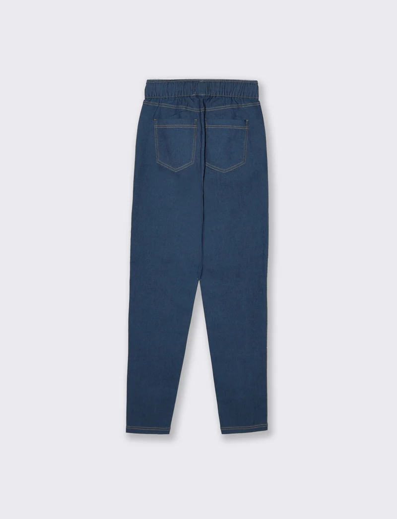 Pantalone con elastico in vita da donna - DENIM SCURO