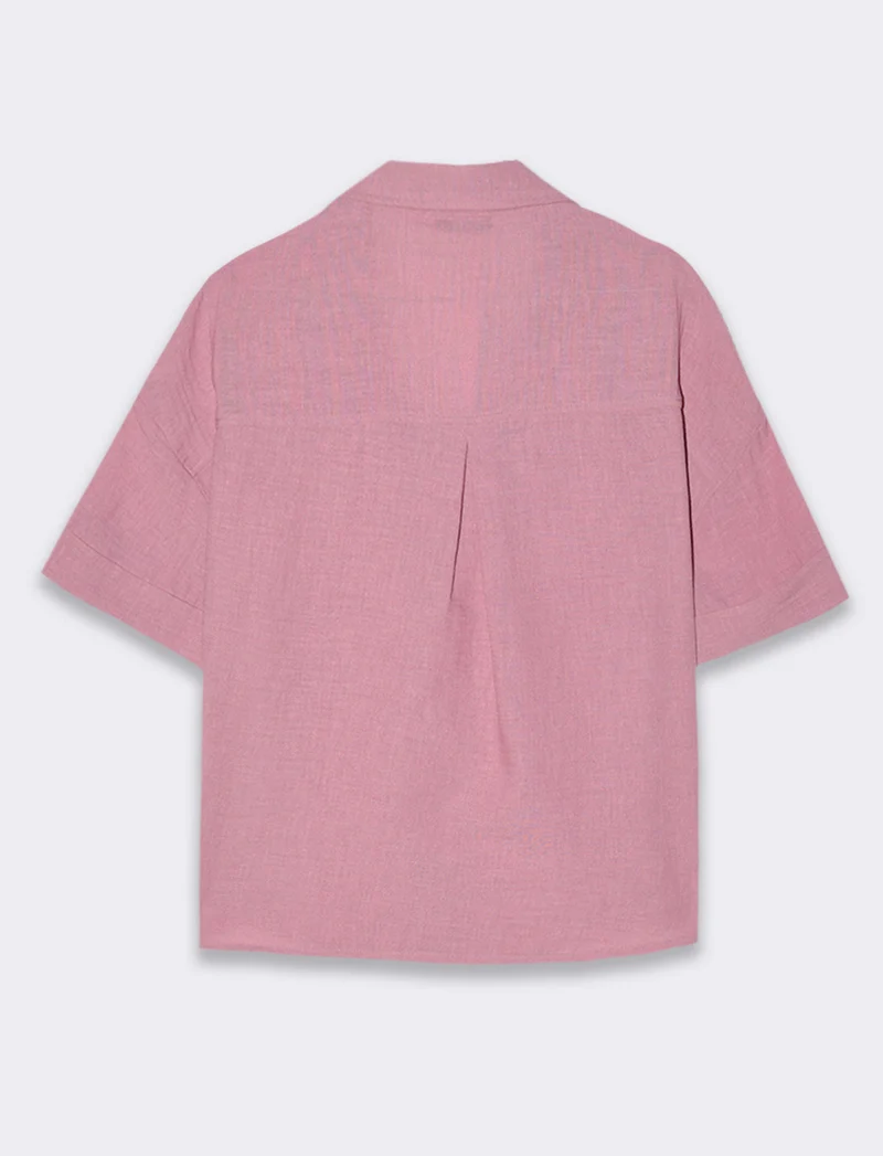 Camicia manica corta da donna - Rosa polvere