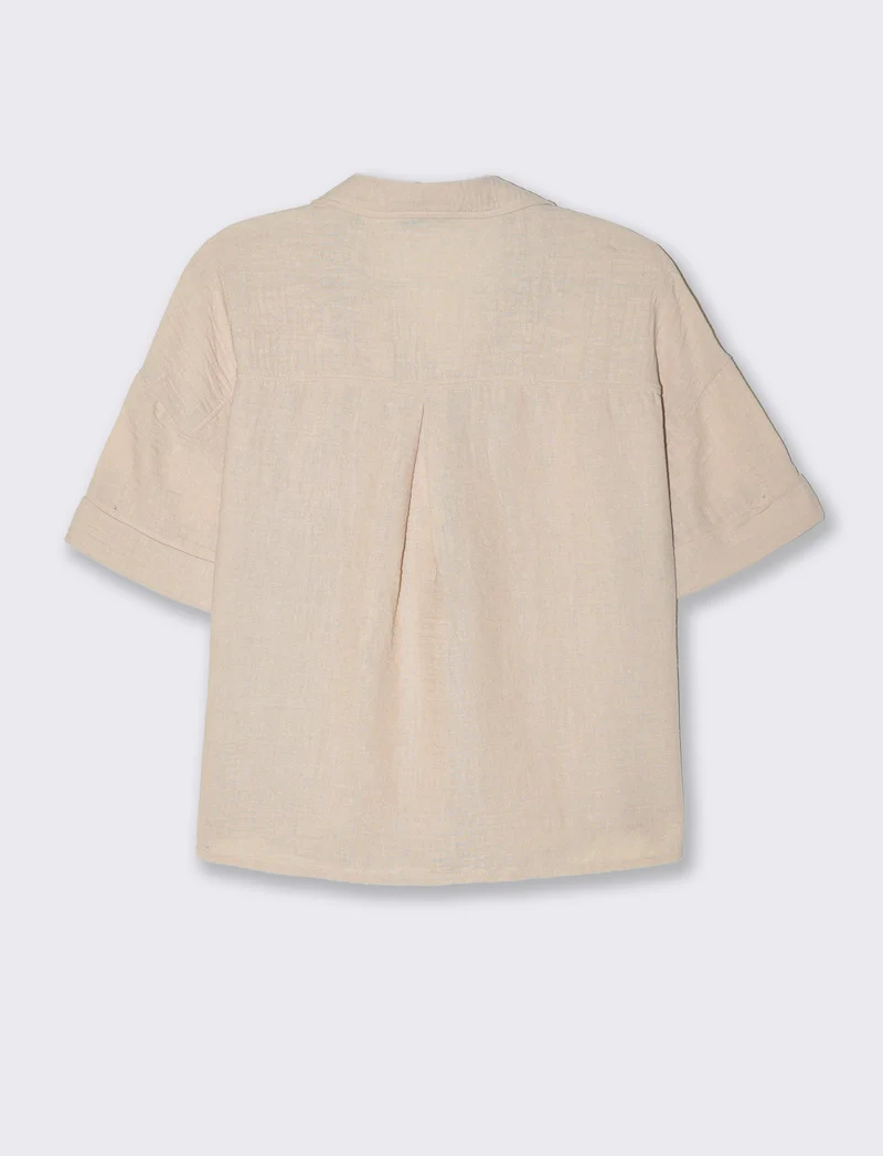 Camicia manica corta da donna - Beige corda