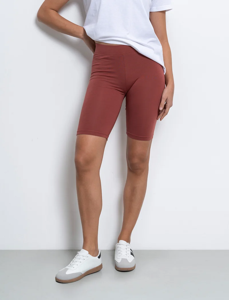 Leggings corto basico da donna - Rosso mattone