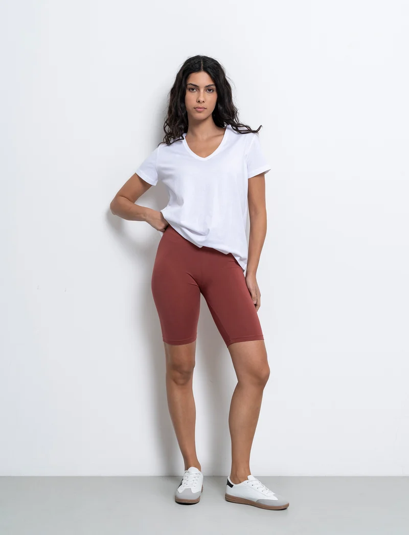 Leggings corto basico da donna - Rosso mattone
