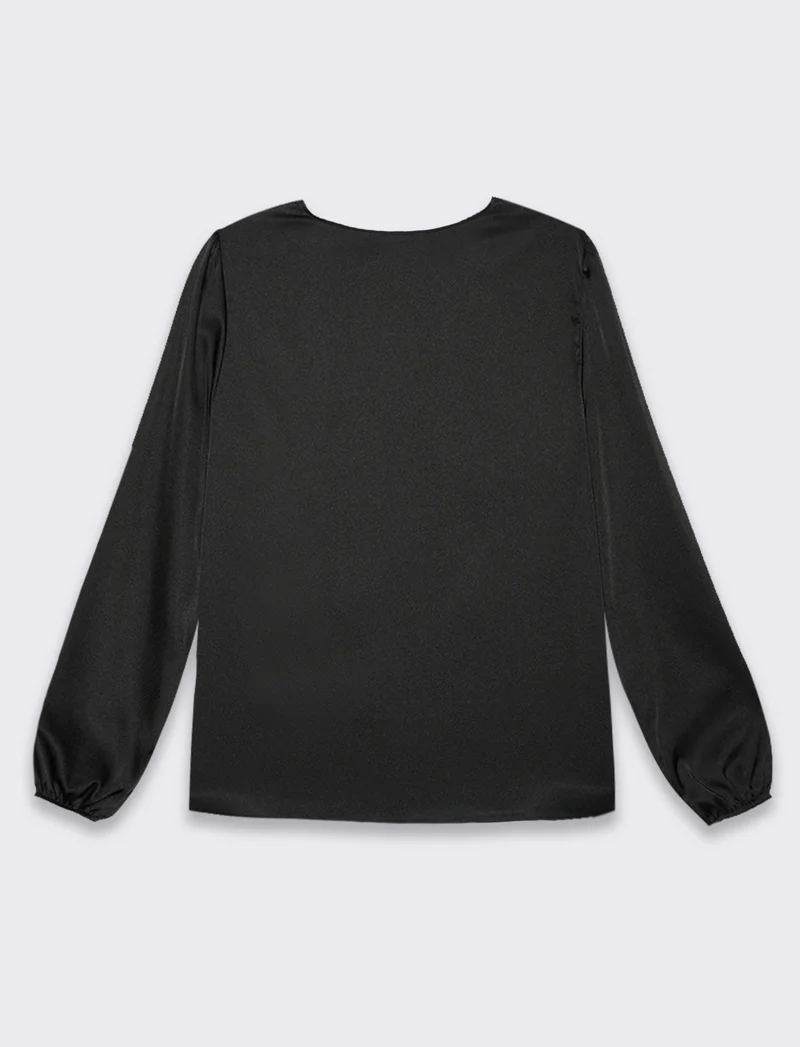Casacca scollo V con inserti strass - Nero