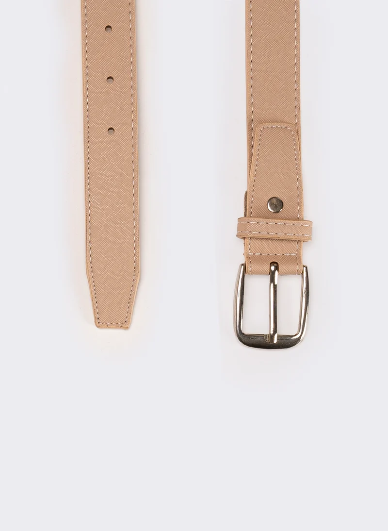 Cintura bambino in saffiano - Marrone