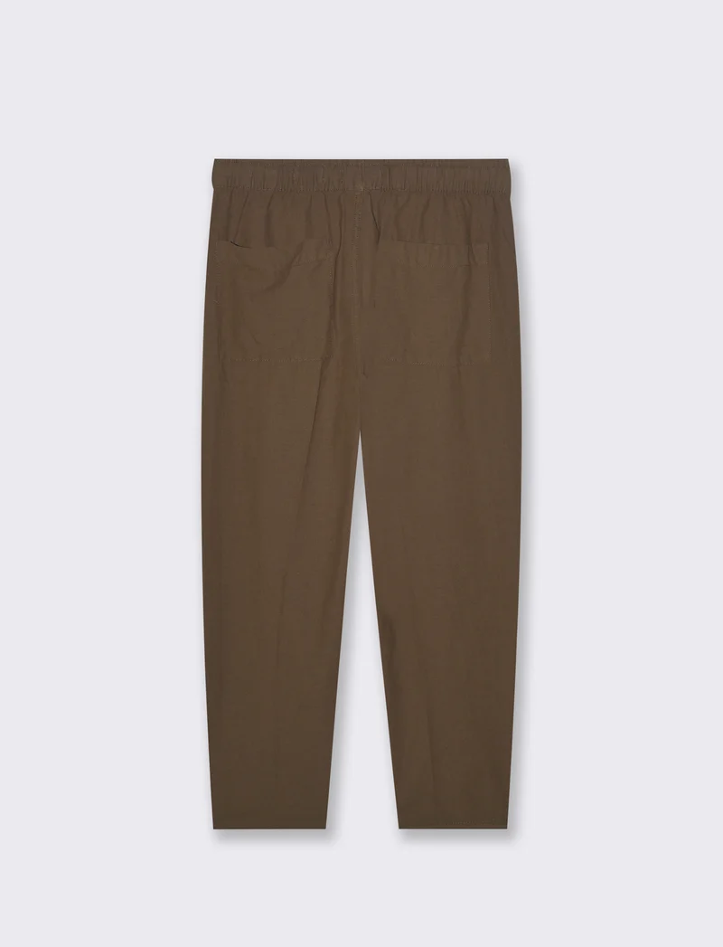 Pantaloni jogger in tessuto misto lino da uomo - Verde kaki
