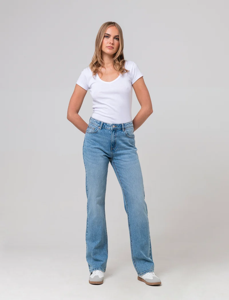Jeans gamba diritta da donna - Denim chiaro