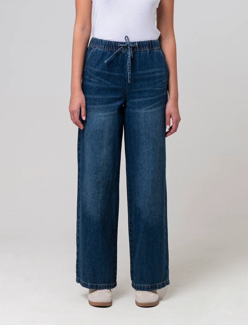 Jeans con coulisse da donna - DENIM SCURO
