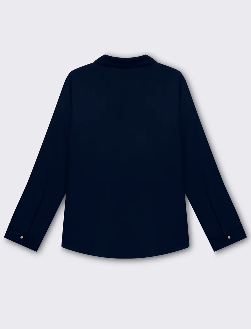 Camicia basica con tasche sul petto da donna - Blu