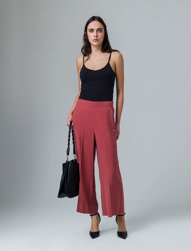 Pantalone culotte da donna - Rosso mattone
