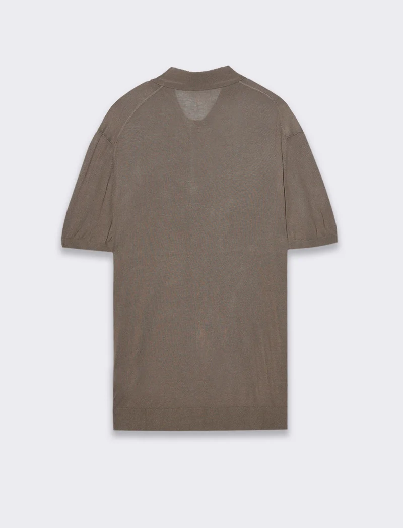 Polo in maglia sottile da uomo - Grigio fango