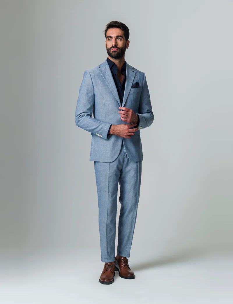 Blazer da completo tessuto strutturato da uomo - Bluette