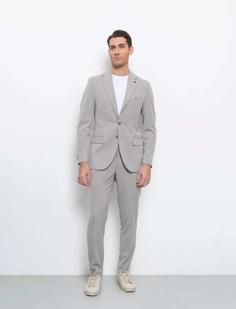 Blazer da completo effetto fil a fil da uomo - Grigio tortora