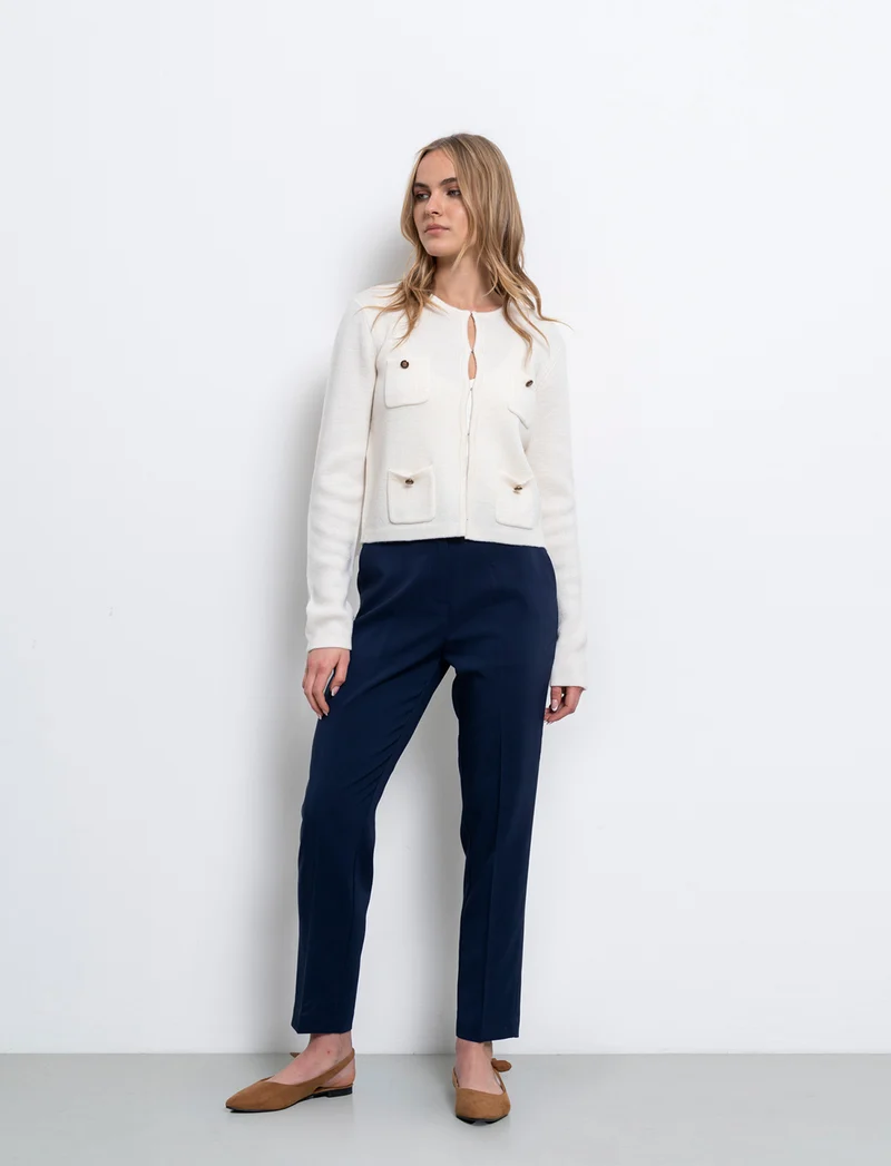 Pantalone skinny con elastico in vita da donna - Blu