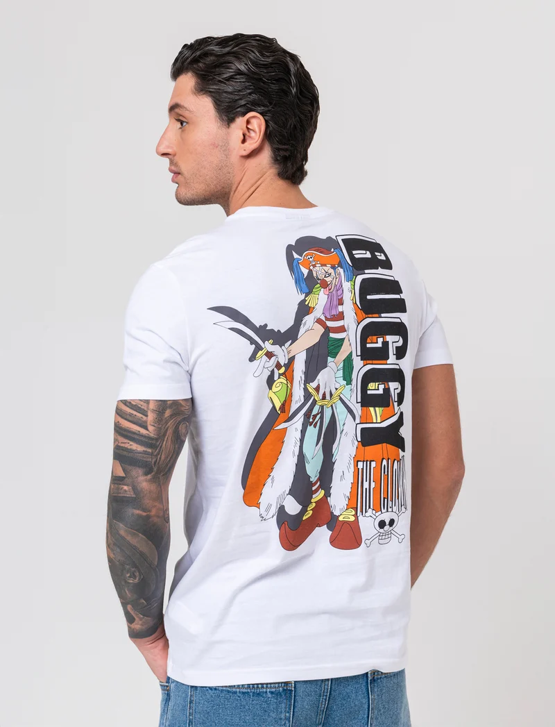 T-shirt stampa one piece da uomo - Bianco