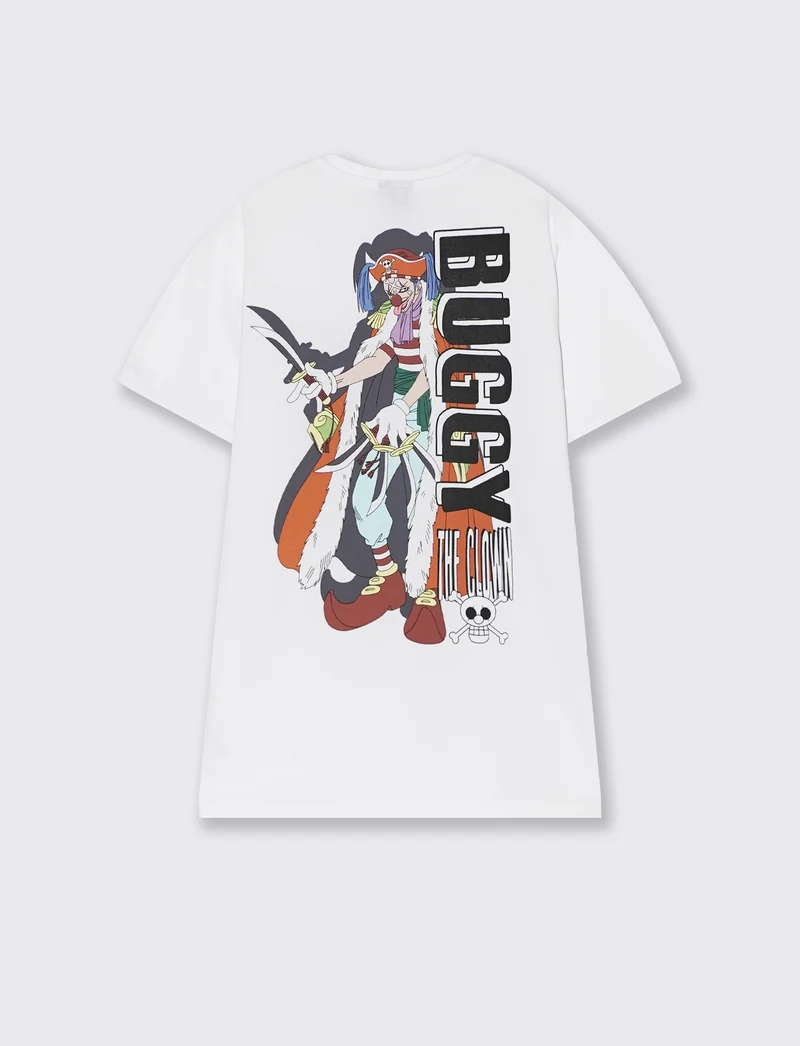 T-shirt stampa one piece da uomo - Bianco