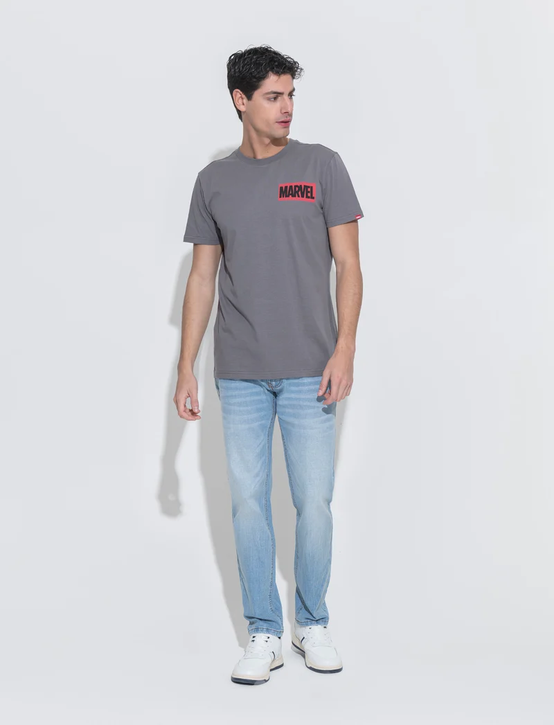 T-shirt stampa marvel da uomo - Grigio
