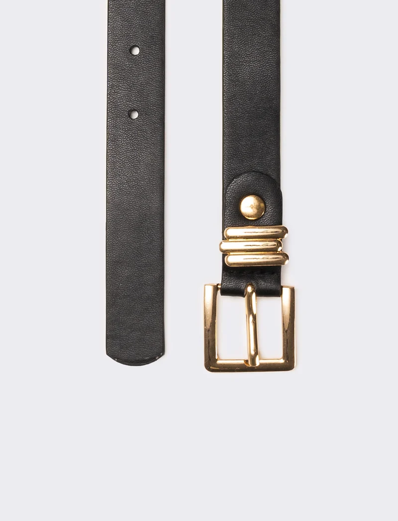 Cintura donna liscia fibbia 2,5cm - Nero
