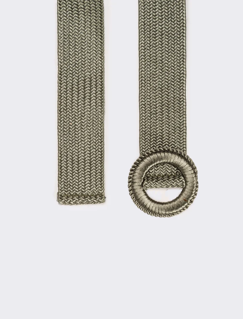 Cintura donna elastica intrecciata lucida - Verde