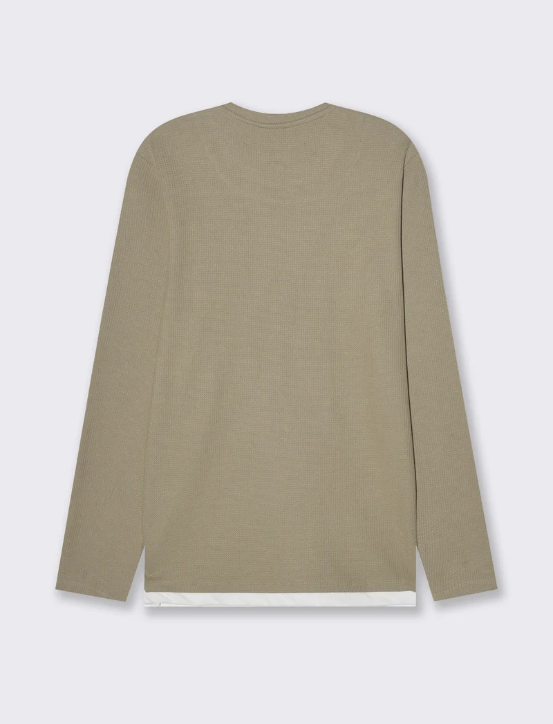 Maglia girocollo struttura waffel da uomo - Verde salvia
