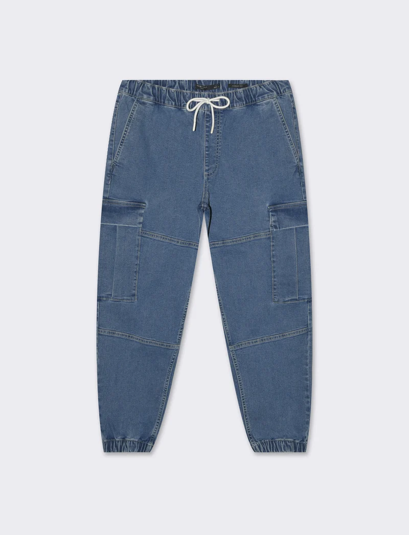 Jeans jogger cargo fit da uomo - Denim