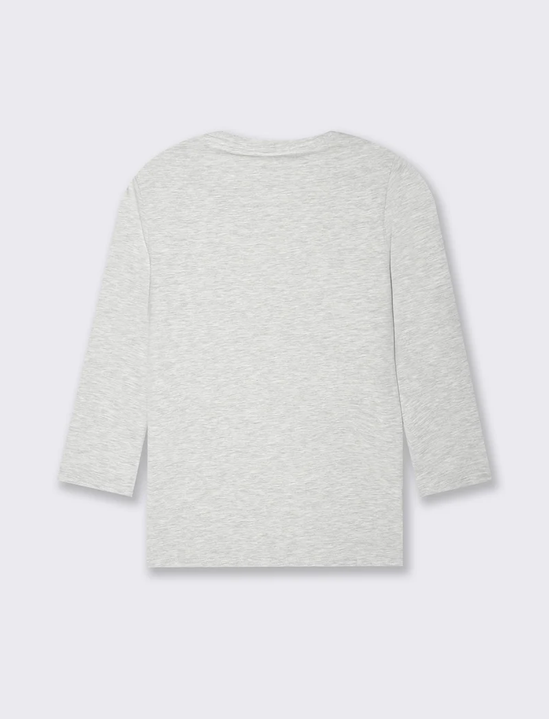 T-shirt basica manica lunga da donna - Grigio chiaro