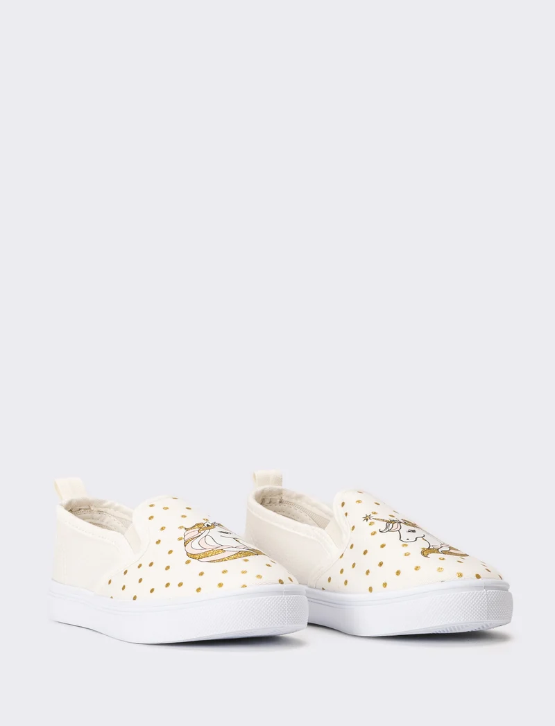 Slip-on in canvas da bambina - Bianco