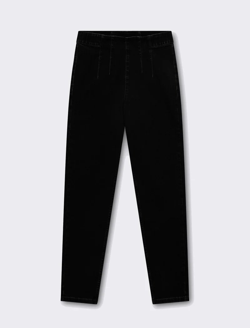 Skinny jeans con elastico in vita da donna - Nero