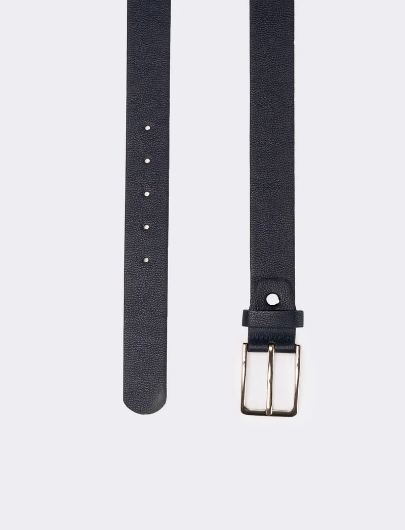 Cintura uomo liscia fibbia 3,5 cm - Blu