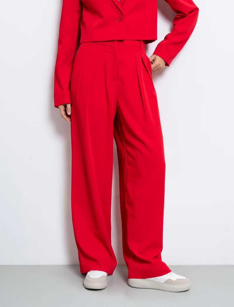 Pantalone gamba dritta da donna - Rosso