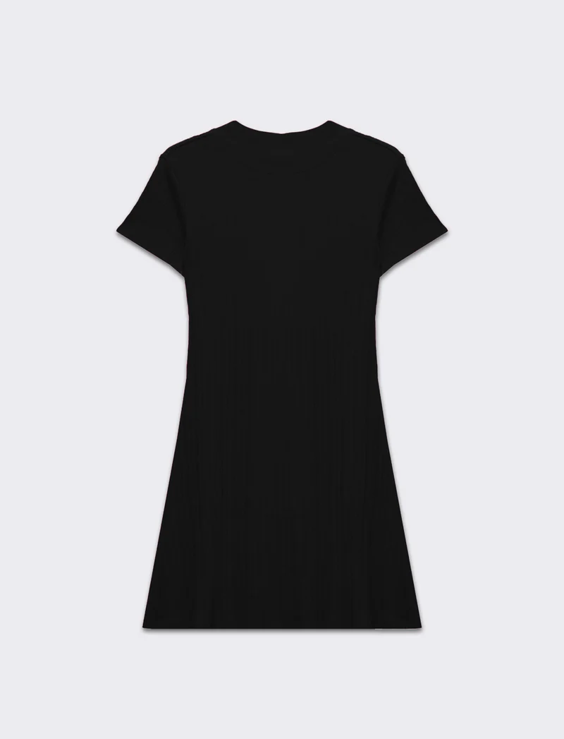 Vestito a coste svasato da donna - Nero