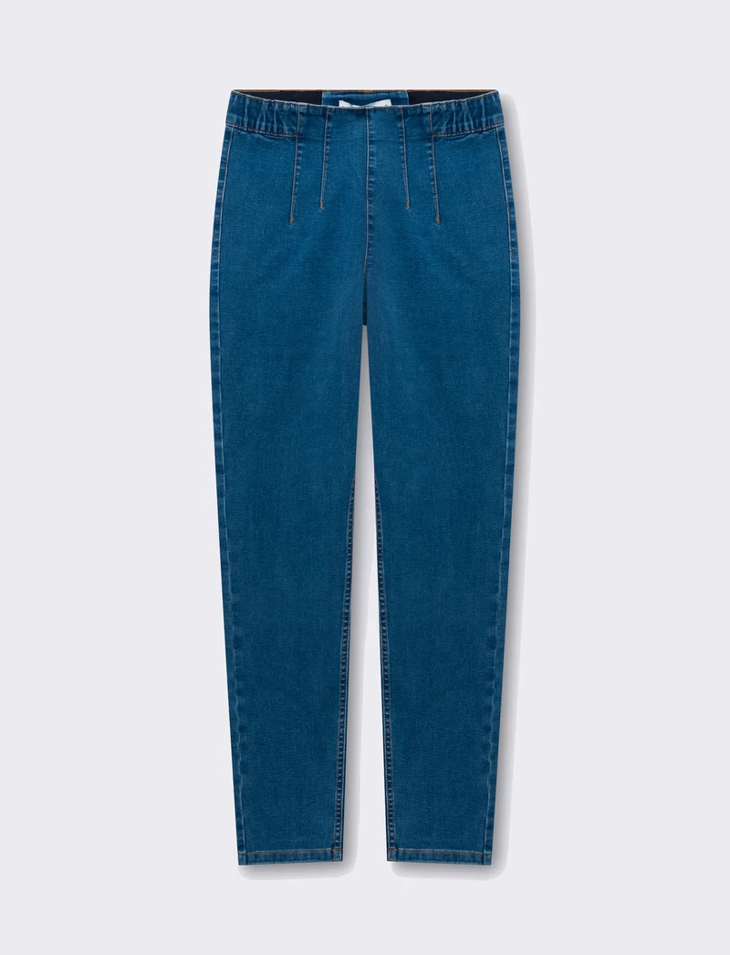 Skinny jeans con elastico in vita da donna - Denim