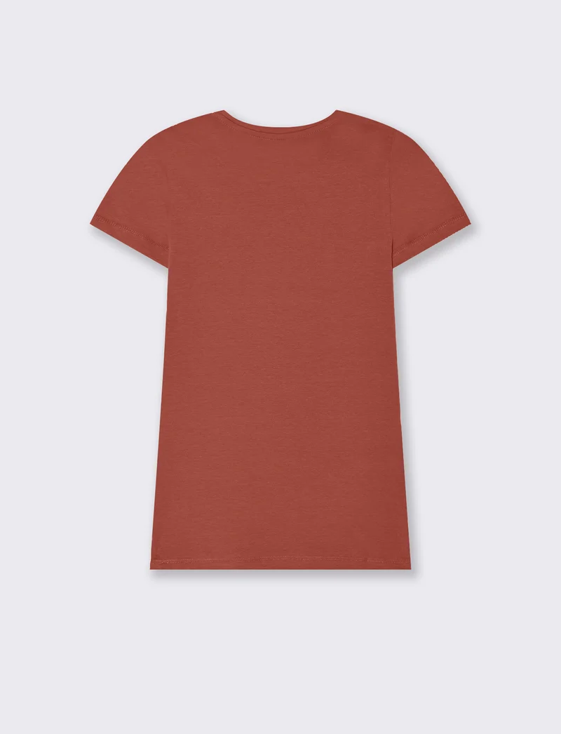 T-shirt basica da donna - Rosso mattone