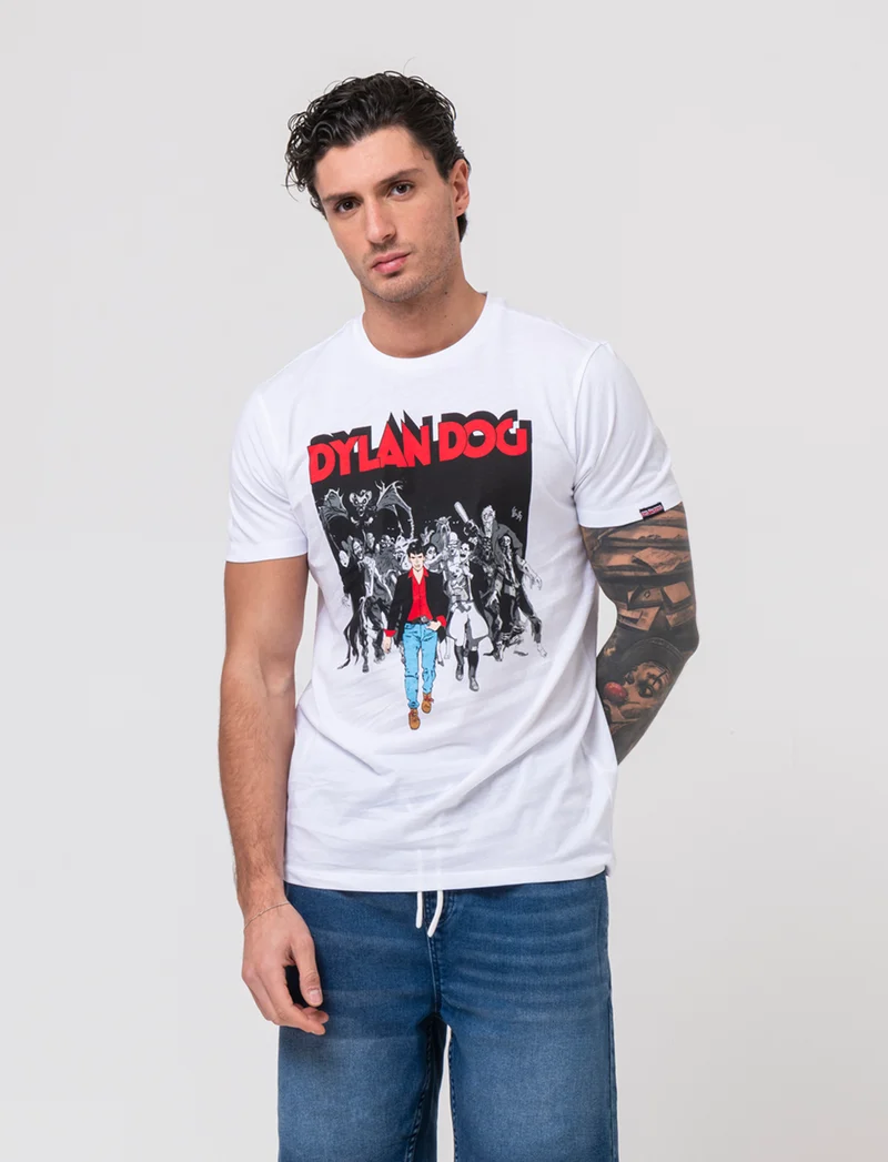 T-shirt stampa dylan dog da uomo - Bianco