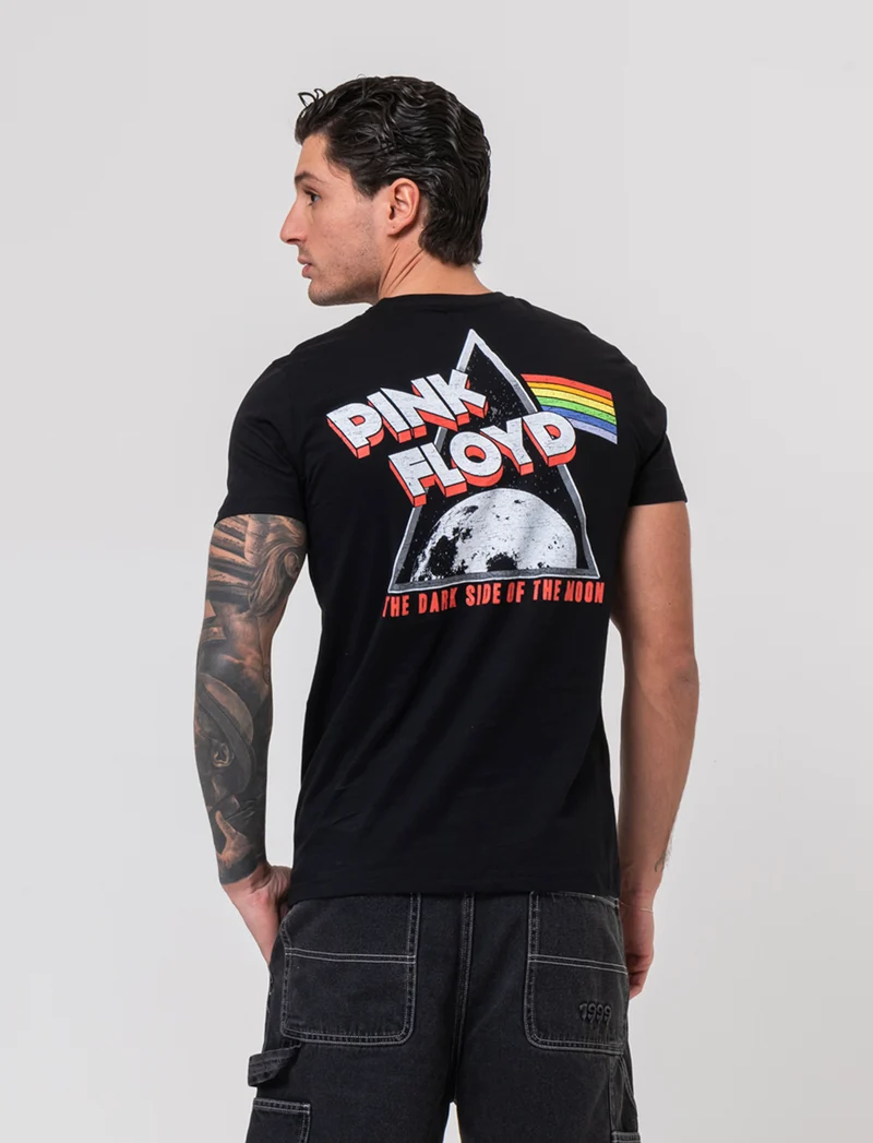 T-shirt stampa pink floyd da uomo - Nero