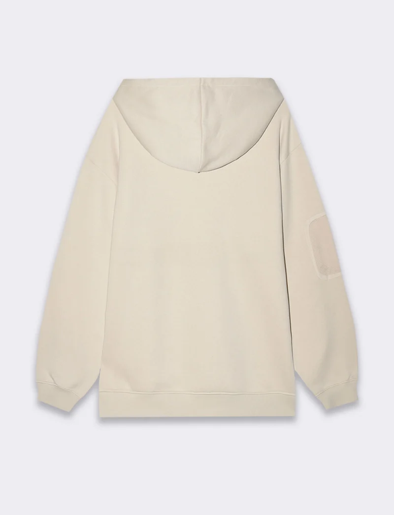 Felpa con stampe e cappuccio da uomo - Beige ecru
