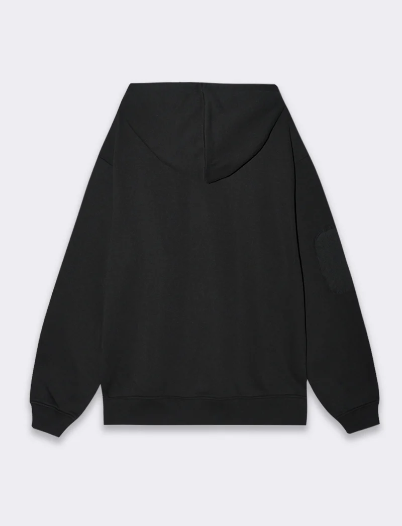 Felpa con stampe e cappuccio da uomo - Nero