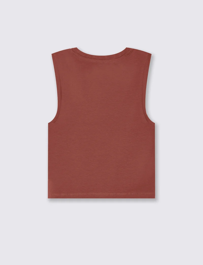 Top canottiera crop da donna - Rosso mattone