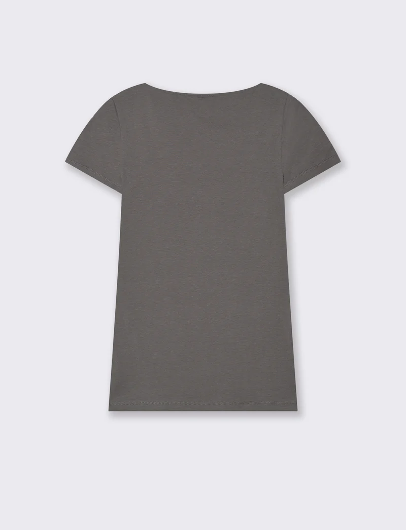 T-shirt basica scollo quadrato da donna - Grigio piombo