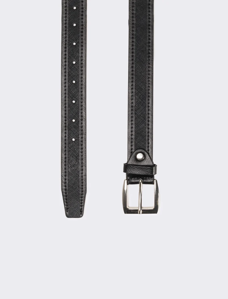 Cintura uomo saffiano e pvc - Nero