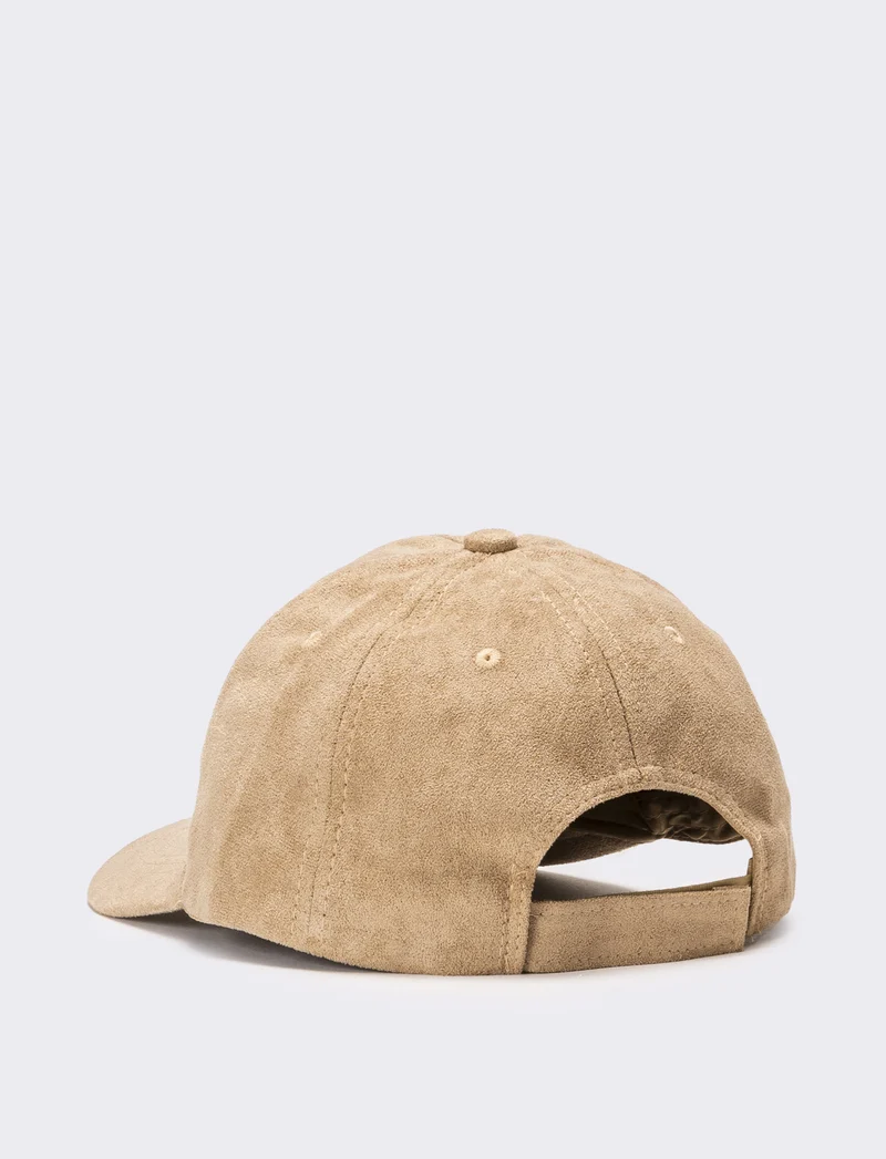 Cappello baseball uomo in suede - Beige