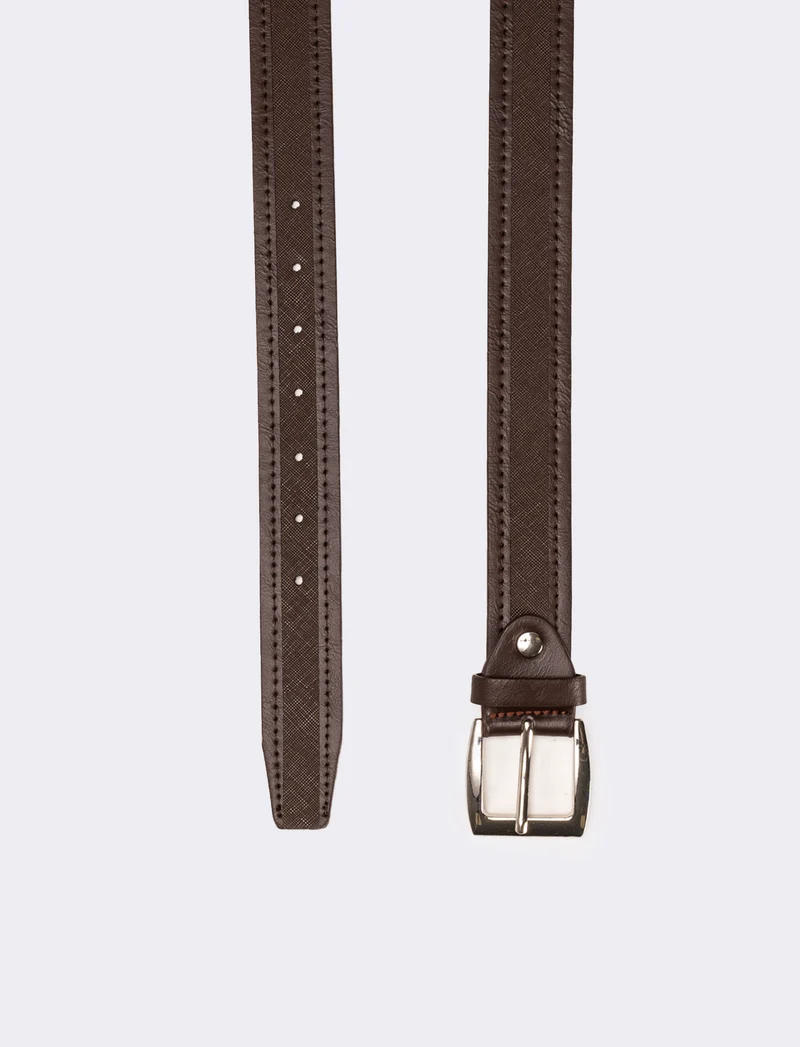 Cintura uomo saffiano e pvc - Marrone