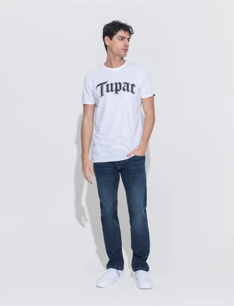 T-shirt stampa tupac da uomo - Bianco