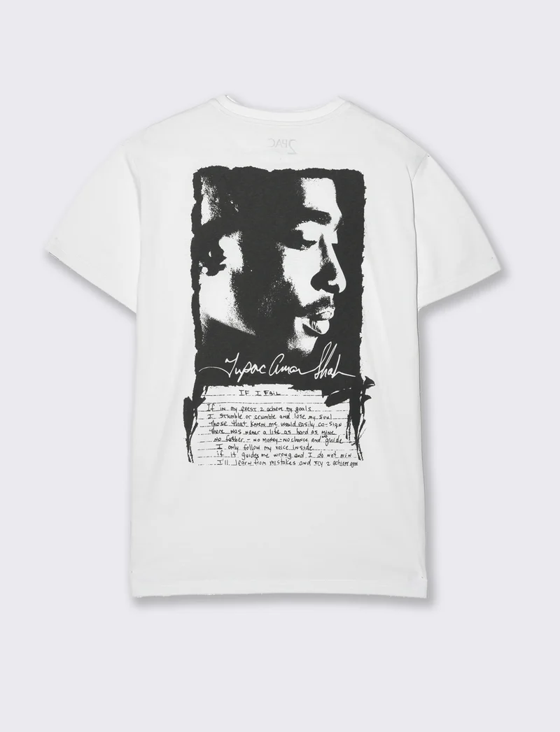 T-shirt stampa tupac da uomo - Bianco