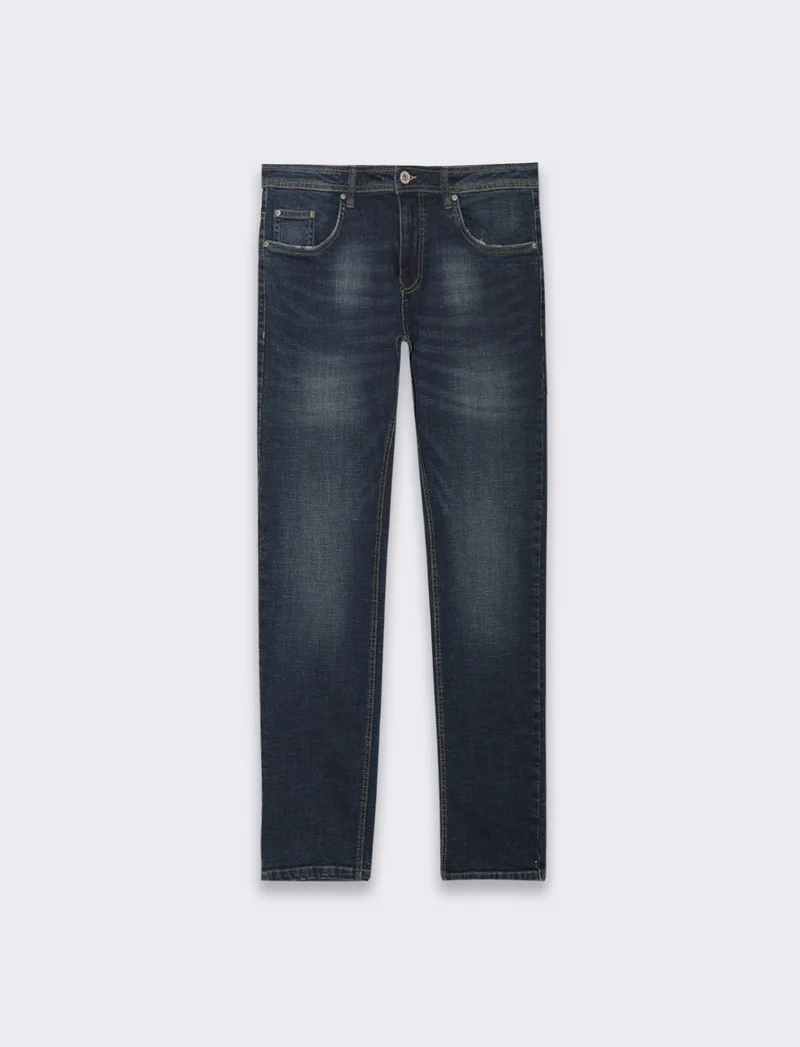 Jeans regular fit blu scuro da uomo - Denim