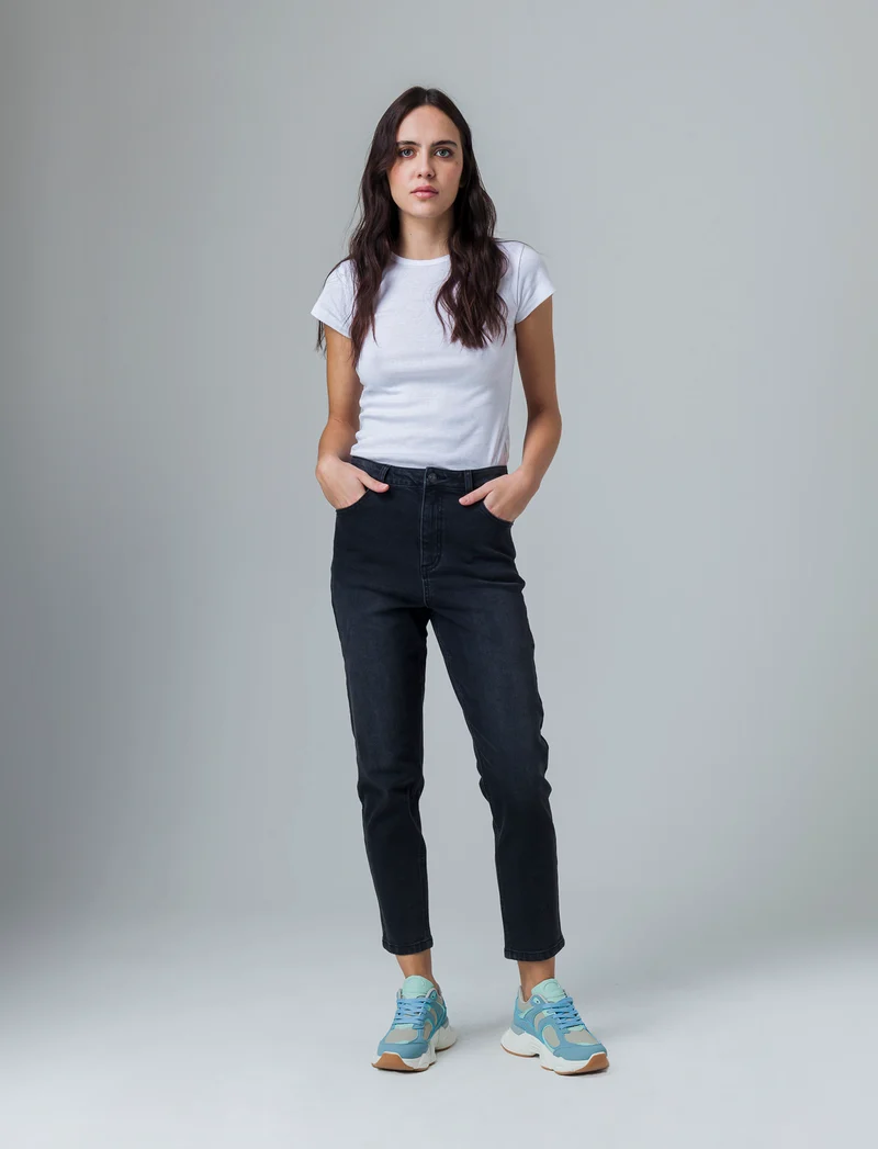 Jeans mom fit da donna - Nero