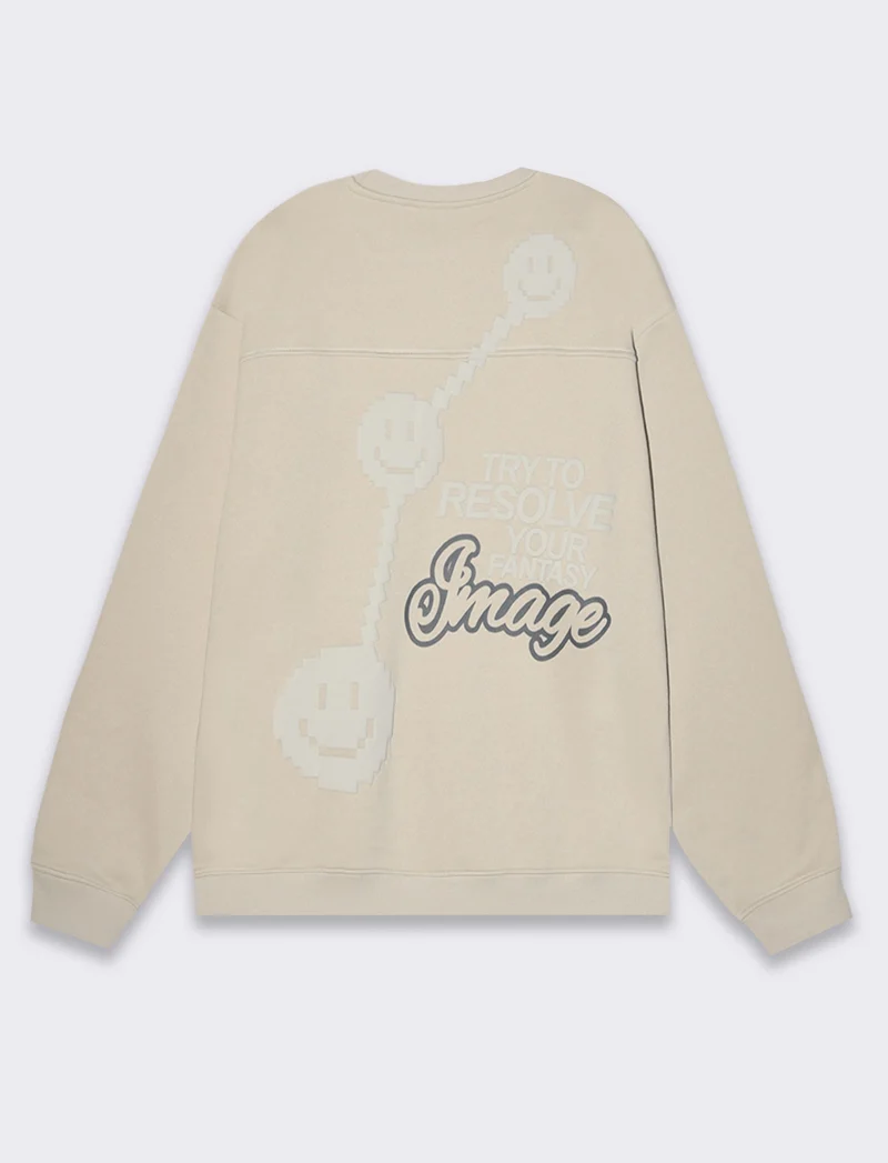 Felpa boxy fit girocollo con stampe da uomo - Grigio ghiaccio