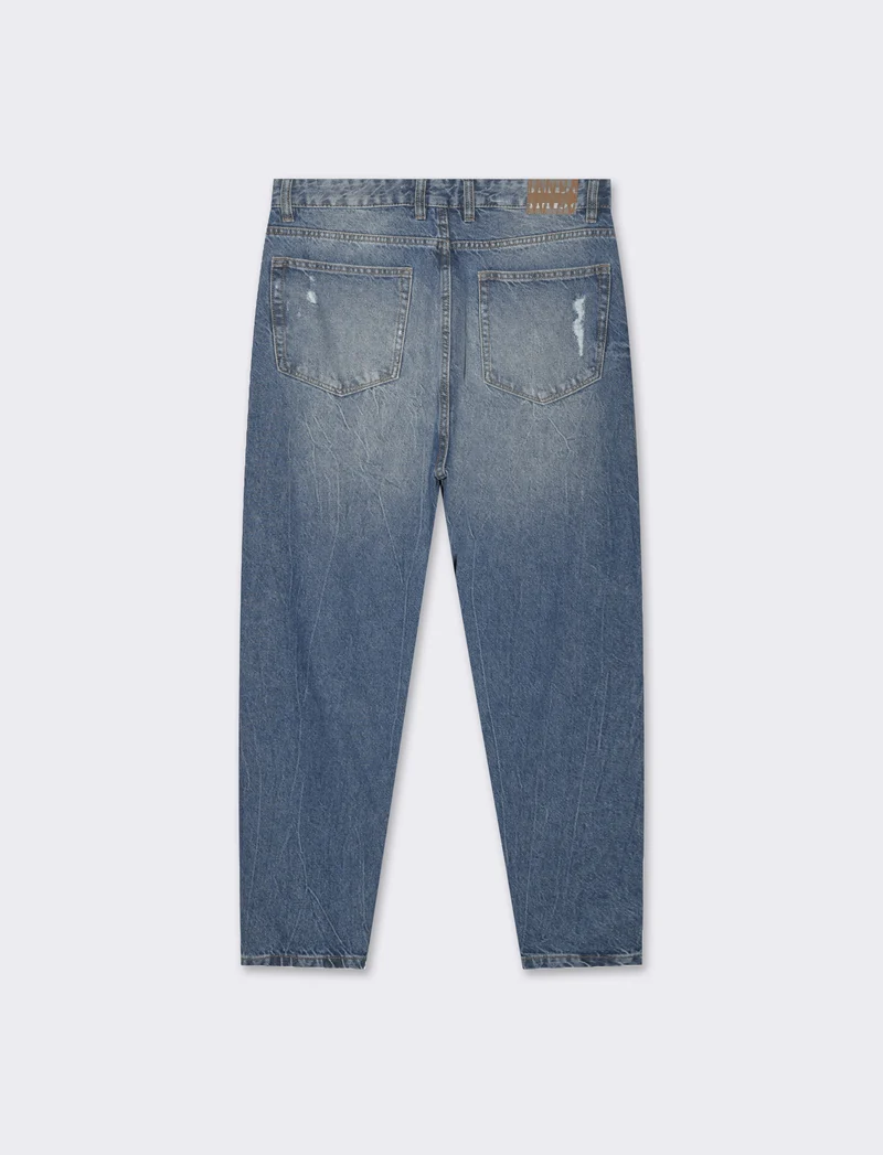 Jeans denim medio loose fit con strappi da uomo - Denim
