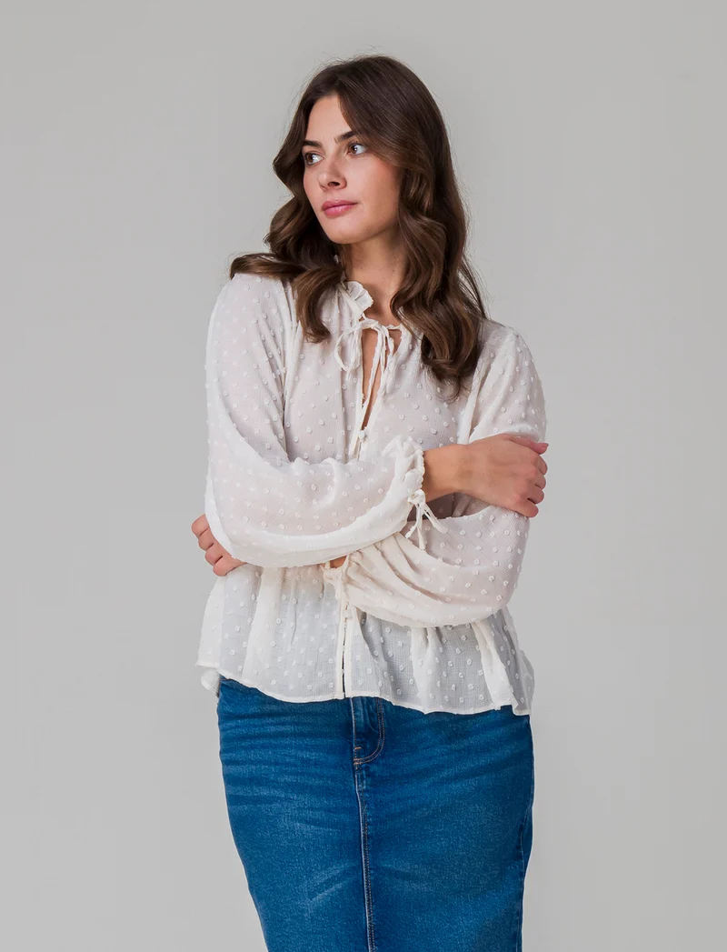 Camicia modello blusa da donna - Avorio