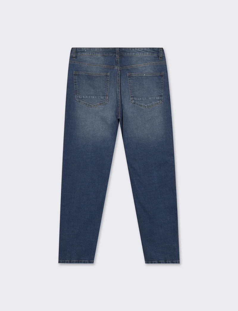 Jeans new carrot fit con abrasioni da uomo - DENIM SCURO