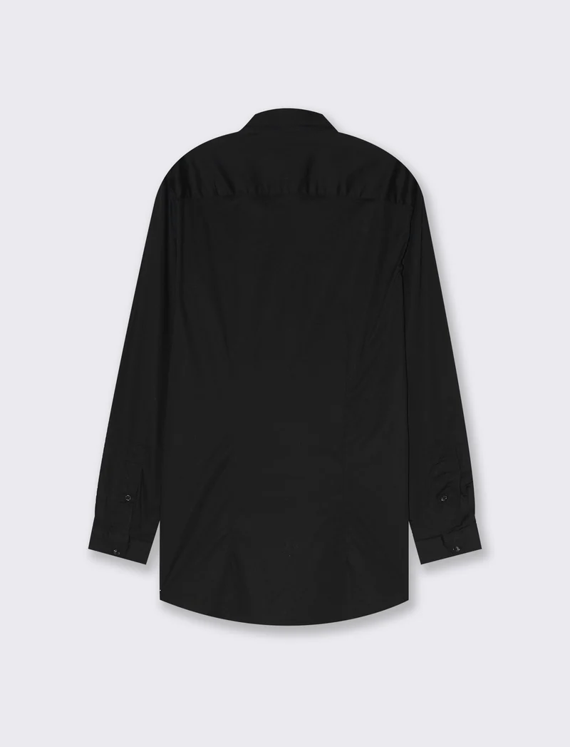 Camicia in popeline elasticizzata slim fit da uomo - Nero