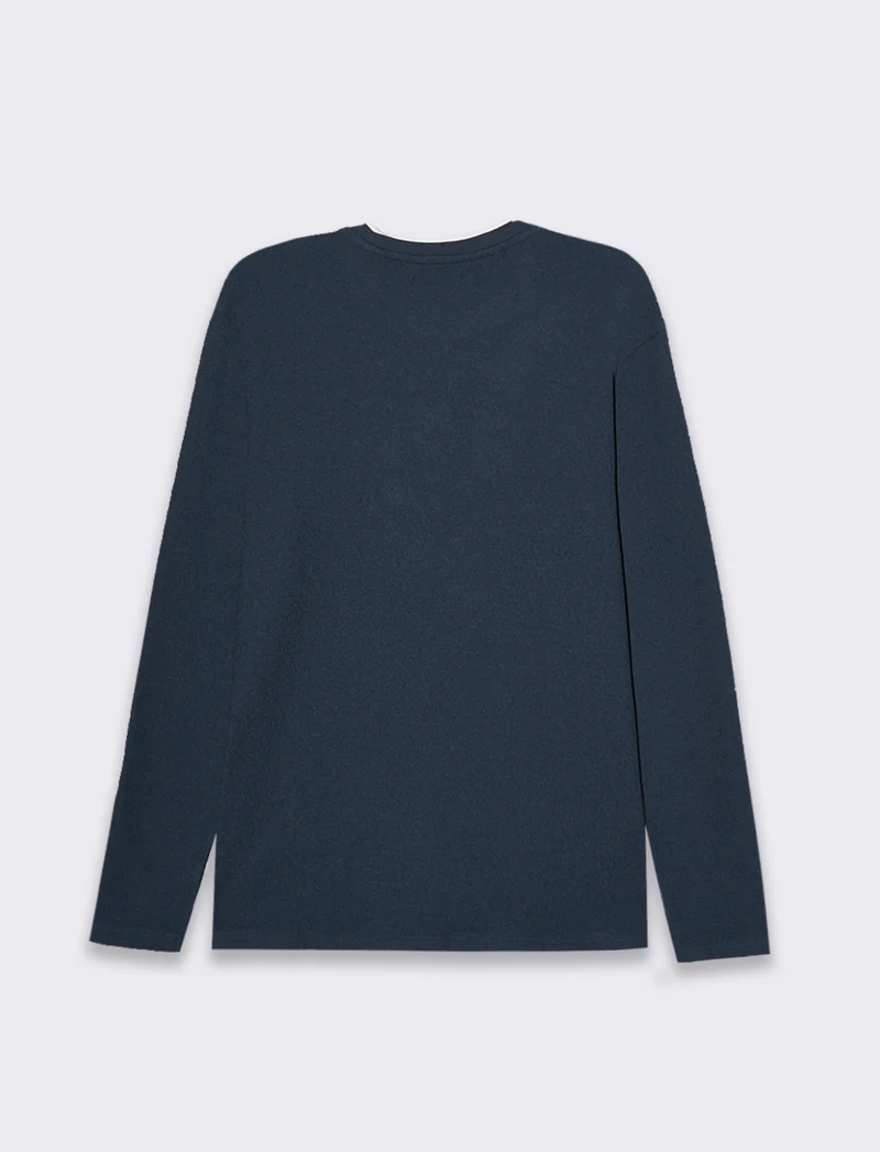 Maglia girocollo struttura jacquard da uomo - Blu